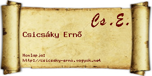 Csicsáky Ernő névjegykártya