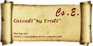 Csicsáky Ernő névjegykártya
